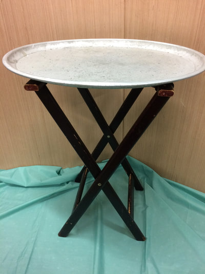 Restaurant tray stand X 1 with metal trays X 3. Trays 27" X 23".  Stand H 32" 