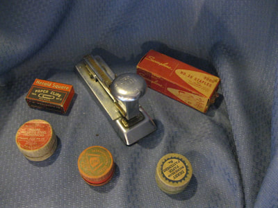 Vintage office supplier, stapler, staples, tacks, 1940s